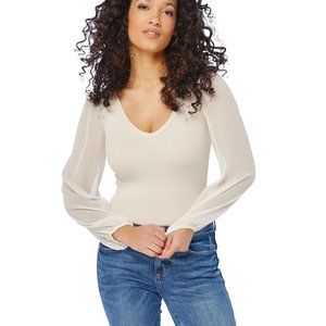 Debbie Mixed Media Ivory Bodysuit - NWT